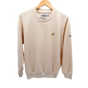 VTG Masters Collection Golf Embroidered Logo Sweatshirt Crewneck Beige Preppy M